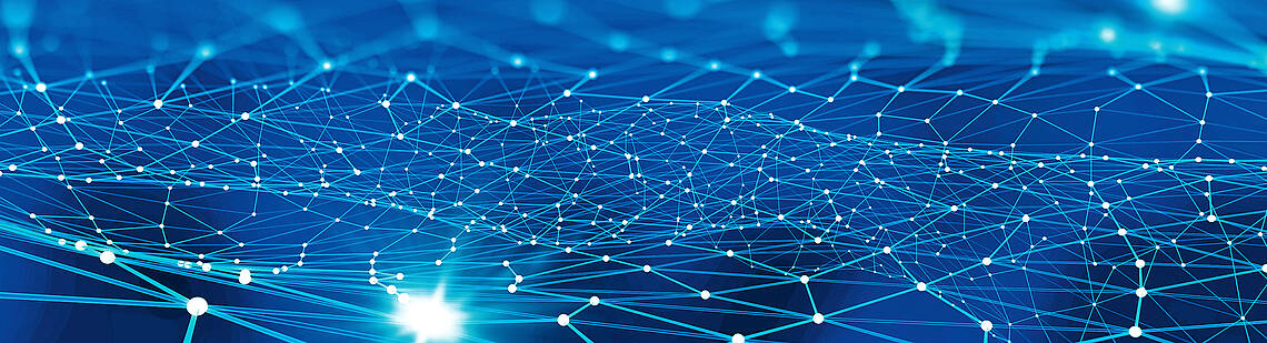 Abstrakte vernetzte Linien auf blauem Hintergrund